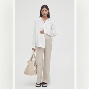 Legoe Heritage Maternity Knit Ribbed Split Hem Cotton Pull On Pants Oat Beige 1